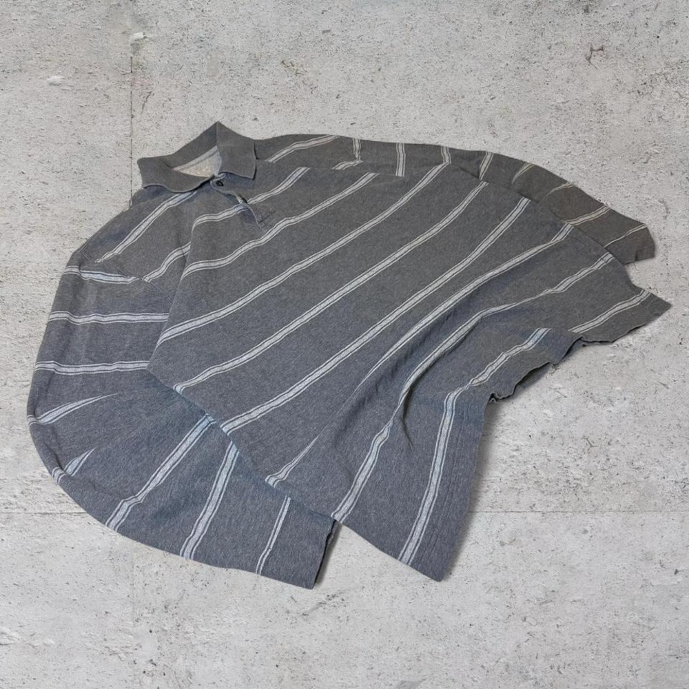 Mens vintage Grey Y2K‎ Vintage striped Longsleeve polo size XL